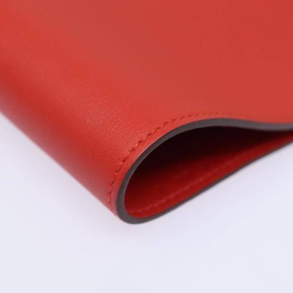 HERMES Yuris GM Note Cover Leather Red Auth am6812 - Picture 7 of 16